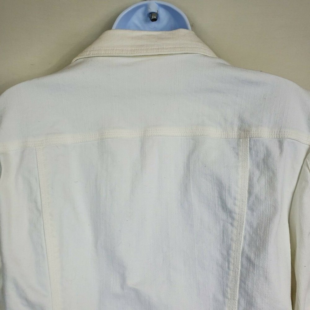 Liz Claiborne Womens Pure White Denim Stretch Long Sleeved Jacket Size XL - Picture 7 of 12